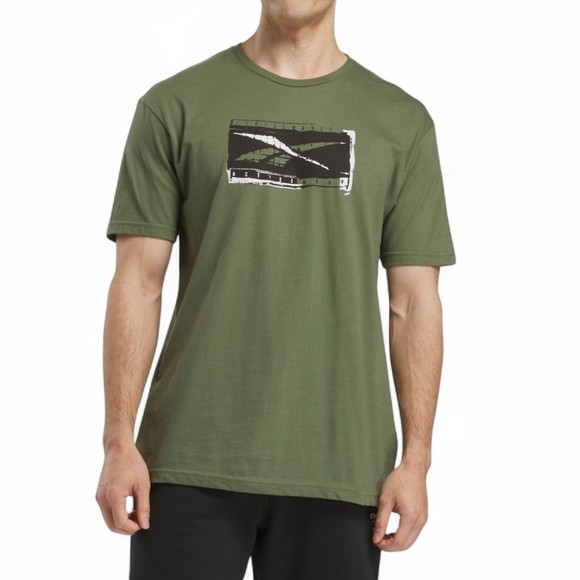 Reebok Men's Logo Graphic Short Sleeve T-Shirt Crewneck Army Green Medium NWT - Picture 1 of 5